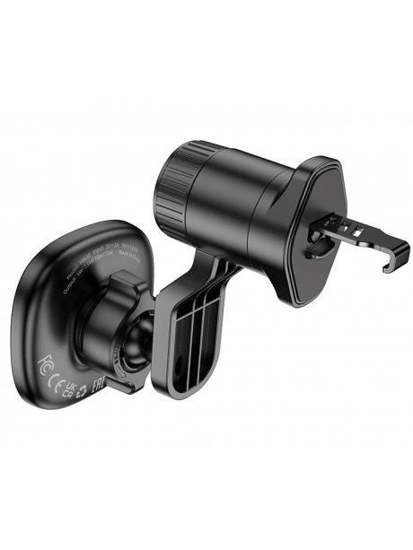 магнитный держатель с беспроводной зарядкой Qi Hoco HW30 Crown magnetic wireless charging car holder(air outlet) black/metal gray