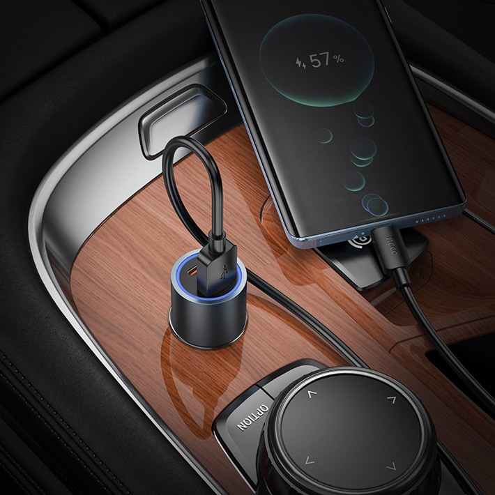 зарядка для телефона в машину Hoco Z60 Bloom 48W dual-port PD30W+QC3.0 multi-protocol