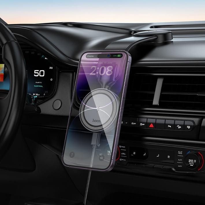 держатель Hoco HW29 Totem ring magnetic wireless fast charging car holder